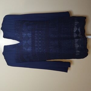New Directions Navy 3/4 Sleeve Woman''s Blouse